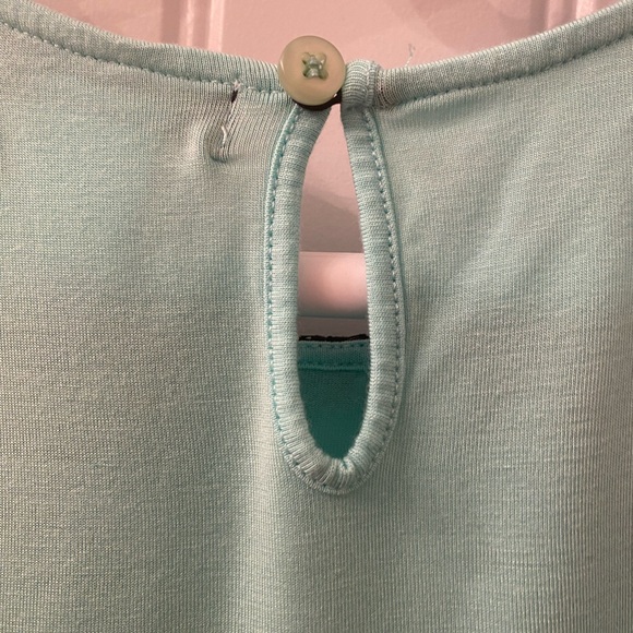 NWOT VENUS SIZE MEDIUM TEAL BLUE T-SHIRT WITH BLACK LACE SHORT SLEEVE DETAIL - Picture 7 of 11